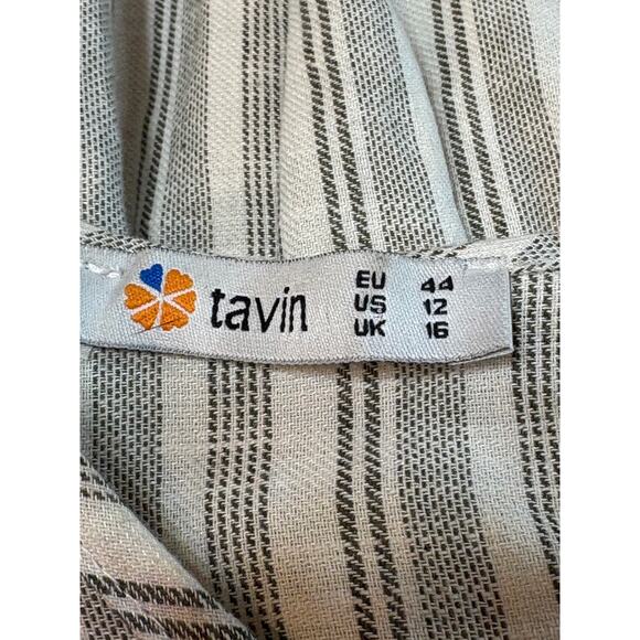 Tavin Cream & Black Striped Tiered Ruffle Dress Size 12 Excellent Cond - Picture 12 of 13